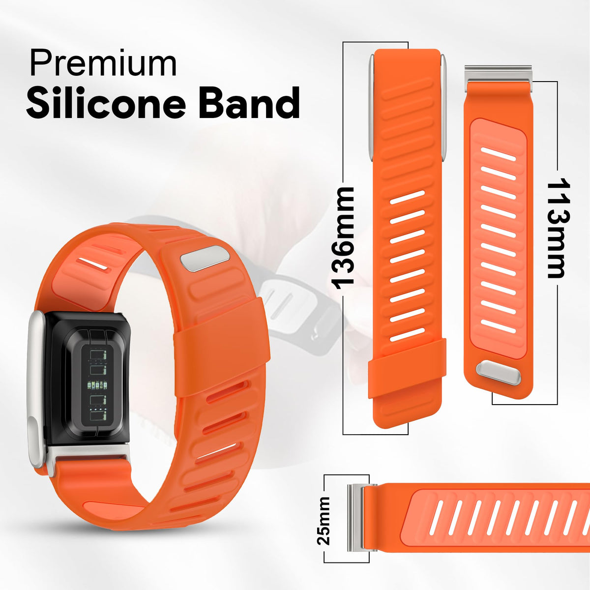 Close-up view of soft, durable silicone material from DADO band