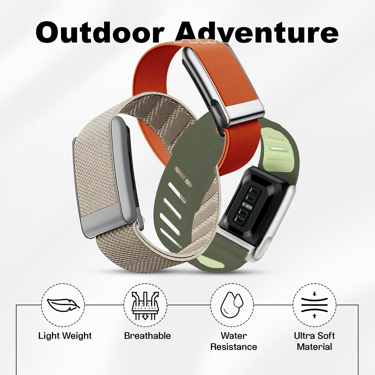 DADO sport-design silicone strap, flexible and sweat-wicking for training.