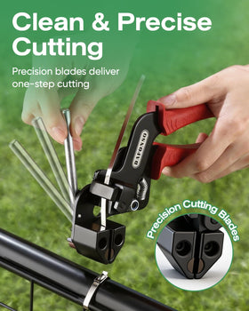 DAFONSO gun cutting a tie demonstrating clean flush cut for safety