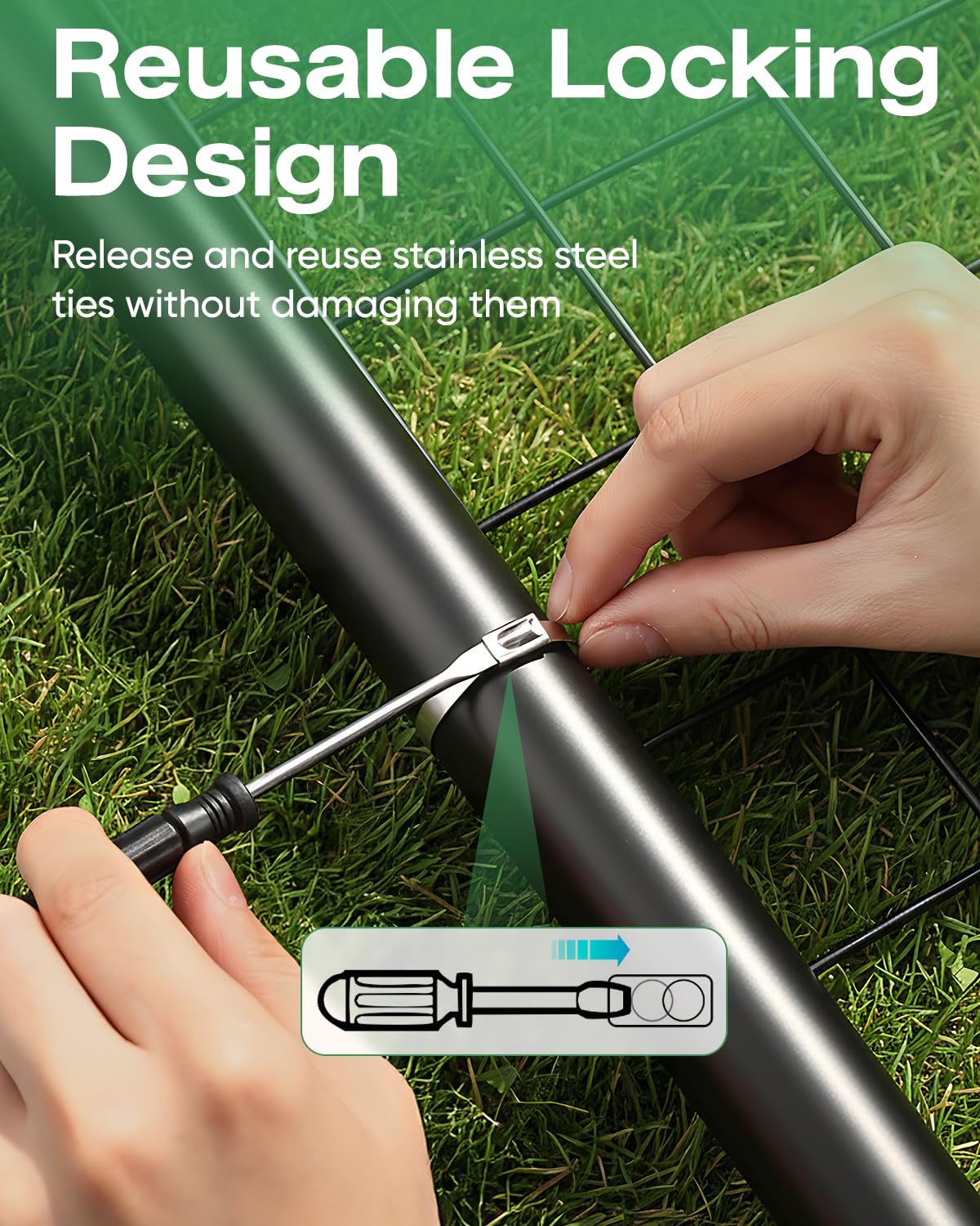 DAFONSO ties securing chain-link fence illustrating outdoor reliability