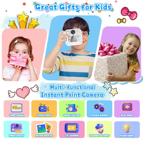 Dafotil Instant Print Camera back view with simple controls for kids