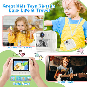 Dafotil Instant Print Camera kids using device in travel setting