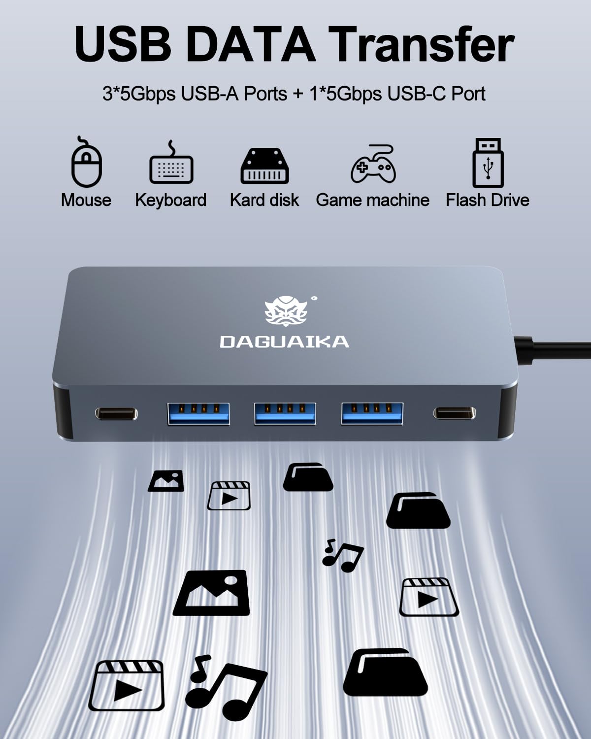 Daguaika beside laptop showing compact size and travel-friendly benefit