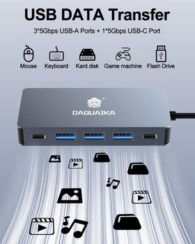 Daguaika beside laptop showing compact size and travel-friendly benefit
