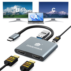 Daguaika USB-C to dual HDMI adapter ready for dual-monitor setup.