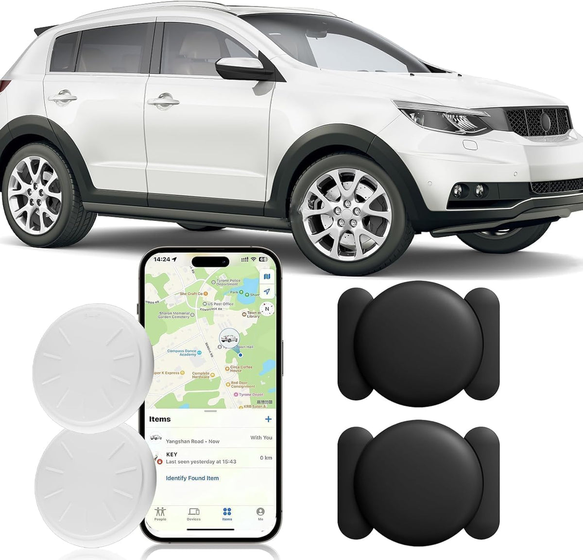 Dahetag Tracker for Vehicles with no-subscription GPS and Find My integration.