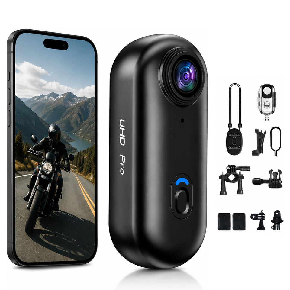 Dahocamgo 4K mini body camera front view for crisp POV footage during adventures