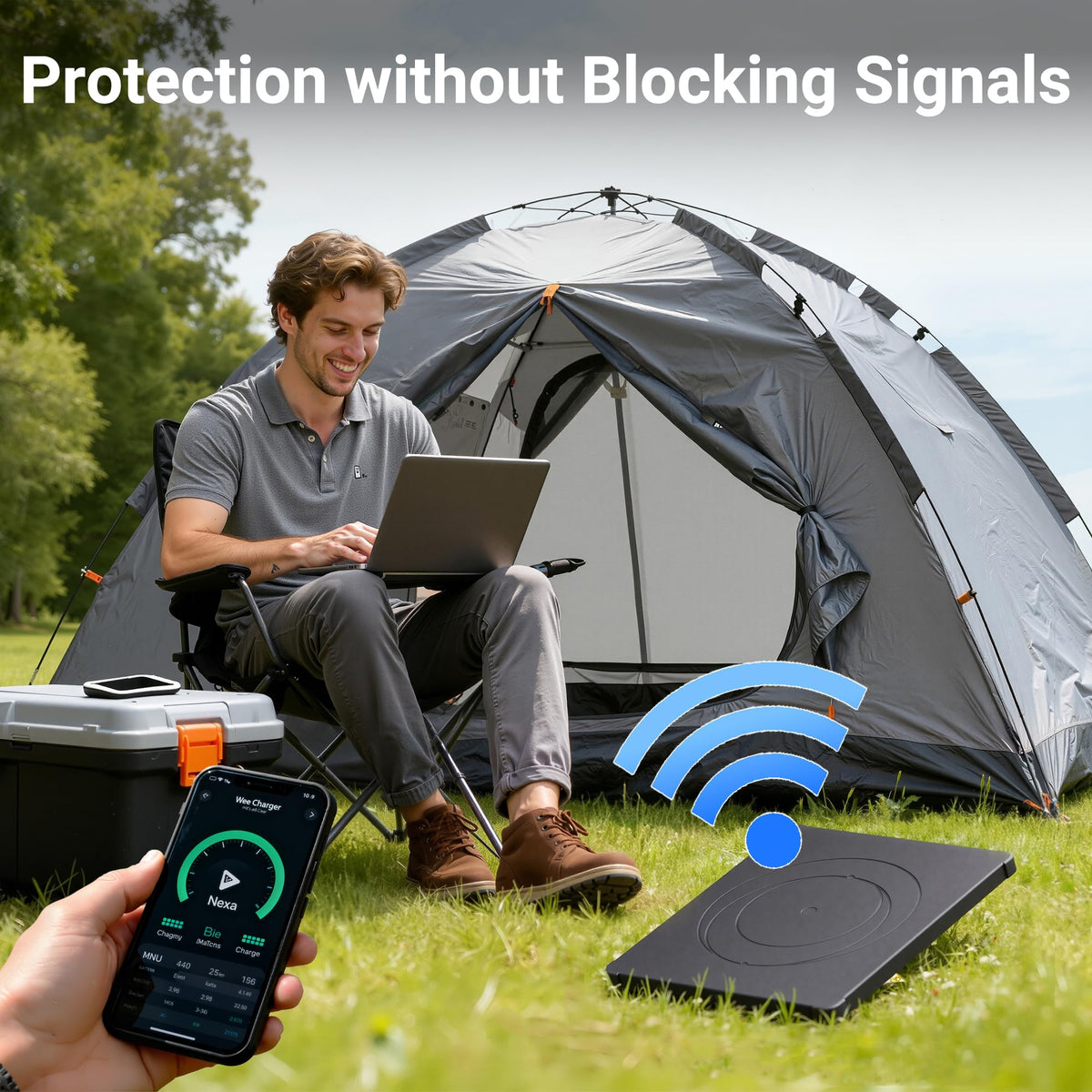 Non-conductive silicone core preserves signal reception while providing impact resistance.