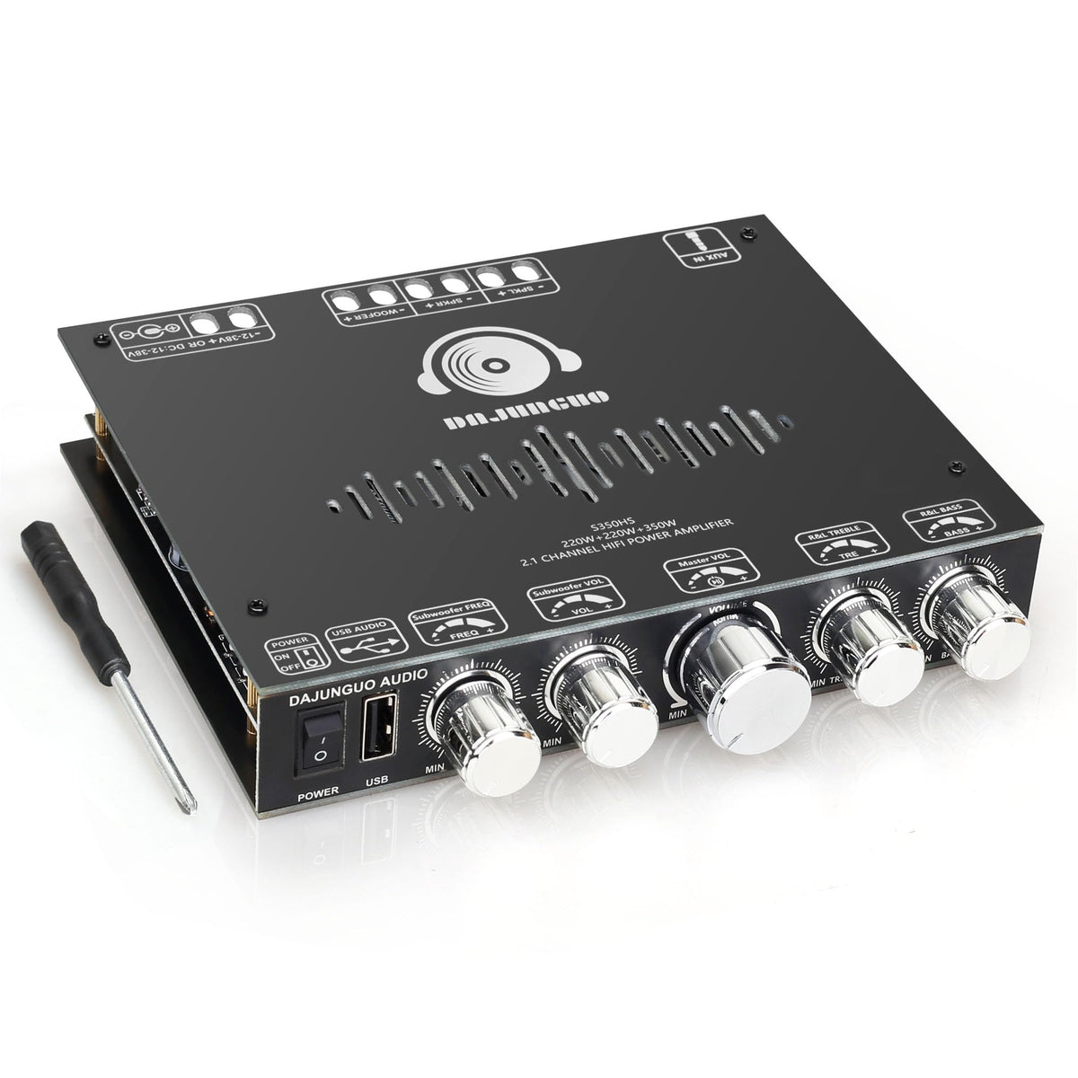 DAJUNGUO S350HS front panel showing controls and Bluetooth indicator for easy setup
