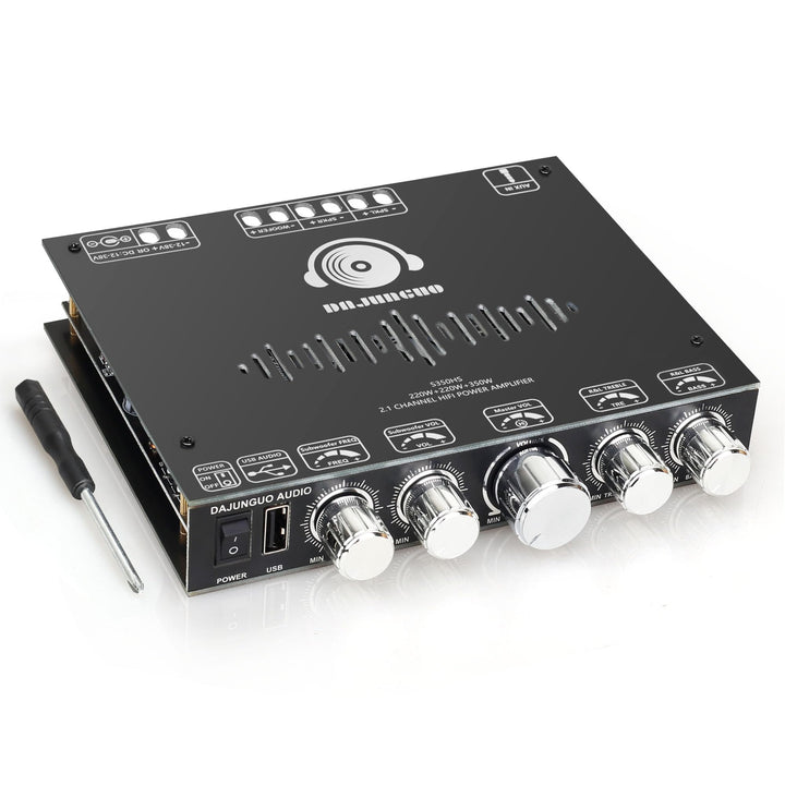 DAJUNGUO S350HS front panel showing controls and Bluetooth indicator for easy setup