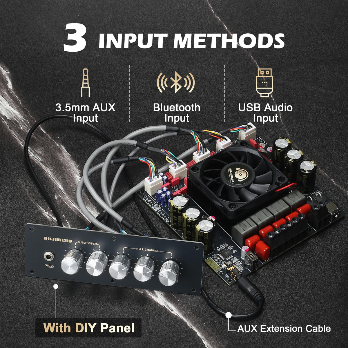 Dajunguo S600X-W dual TPA3255 chips power rich 2.1 channel output.