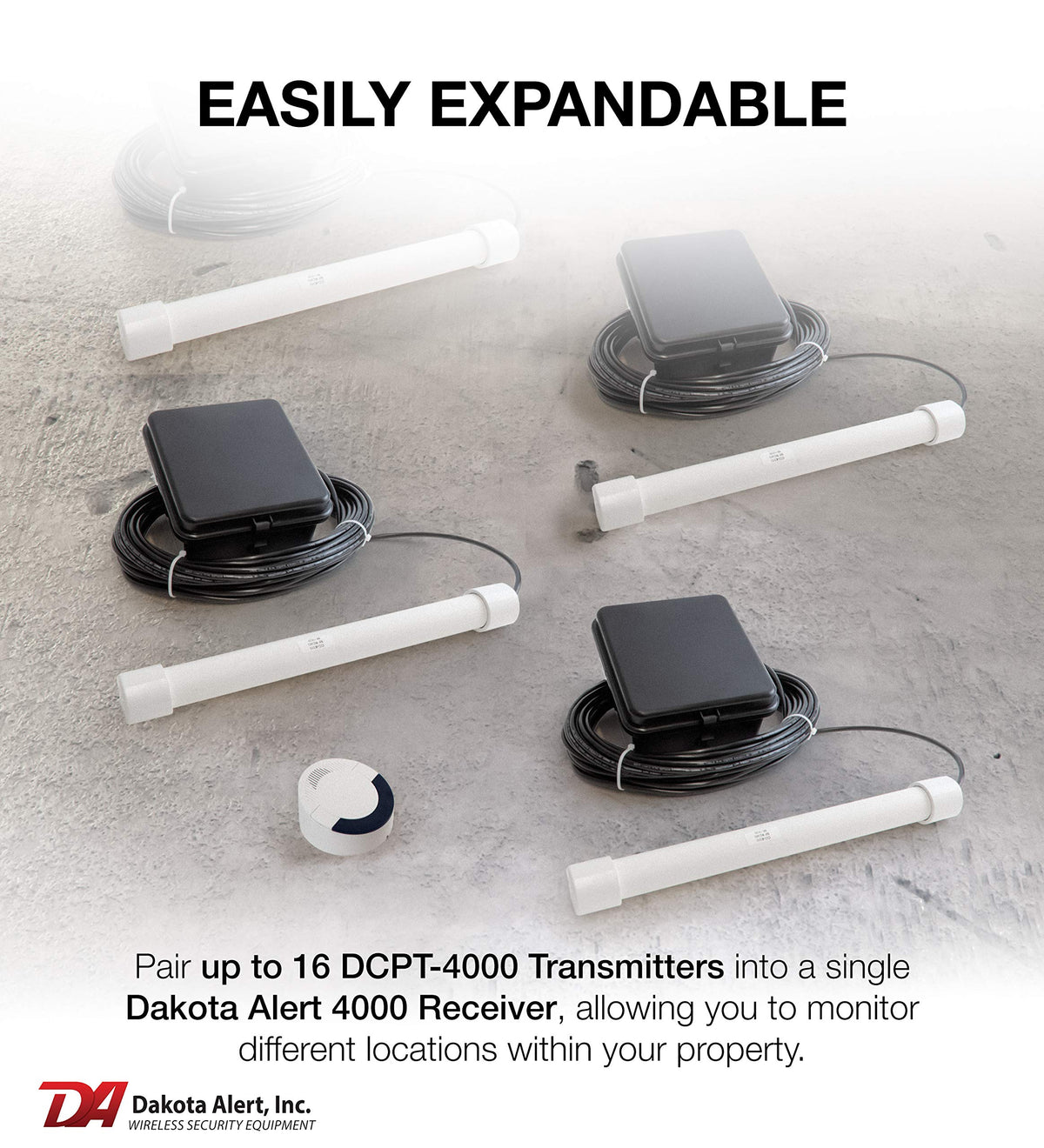 Dakota Alert CR123 battery life reduces maintenance with year-long power.