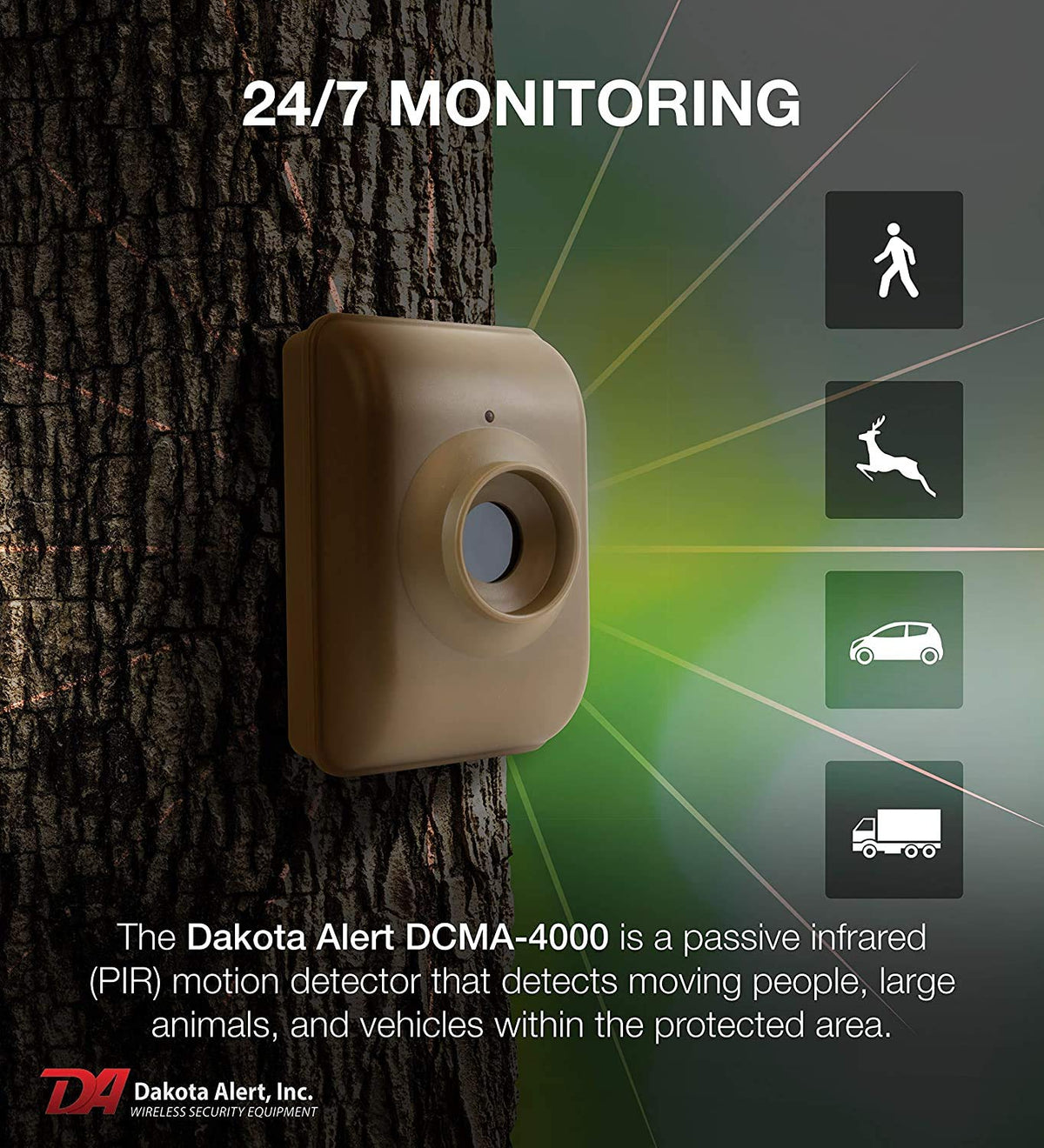 Dakota Alert DCMA-4000 receiver delivers alerts across your property for quick awareness.