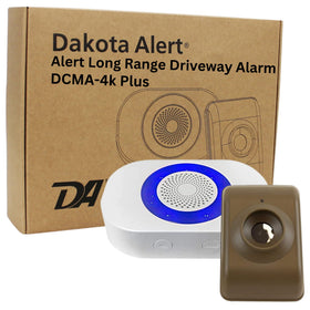 Dakota Alert DCMA-4k Plus outdoor sensor with 1-mile range detects driveway activity.