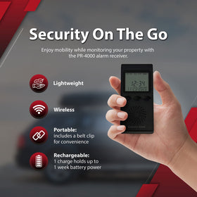 Portable PR-4000 receiver with audible and vibrate alerts for on the go monitoring