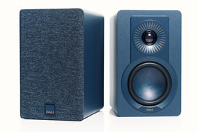 DALI KUPID pair in chilly blue front view delivering refined, room-filling hi-fi sound.