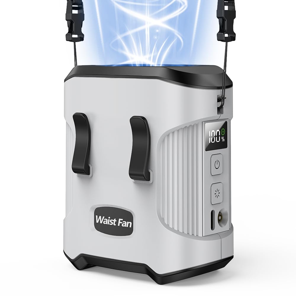 dalicode front view clip-on waist fan showing compact design and easy attachment for instant cooling