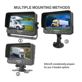 DALLUX 7-inch monitor with dash mount offers flexible installation.
