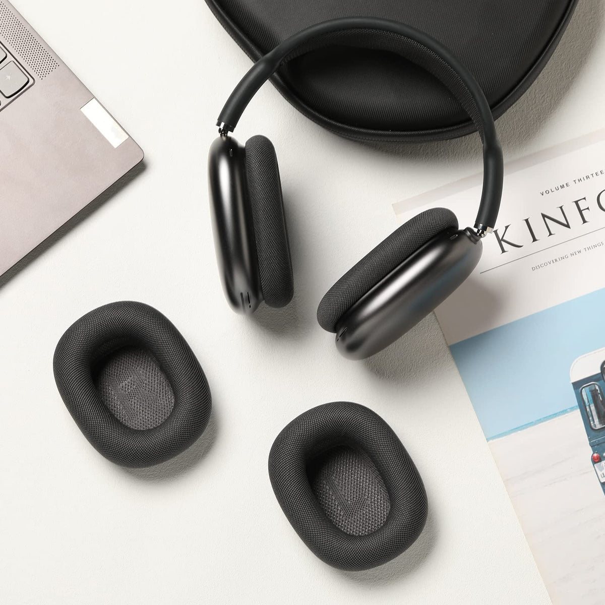 Damex grey earpads improve seal and long‑wear comfort for AirPods Max.