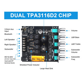 DAMGOO TB21 Bluetooth module enables wireless streaming with Bluetooth 5.0 for easy pairings