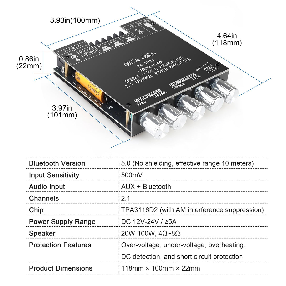 DAMGOO TB21 DC input supports 12-24V for versatile DIY power setups