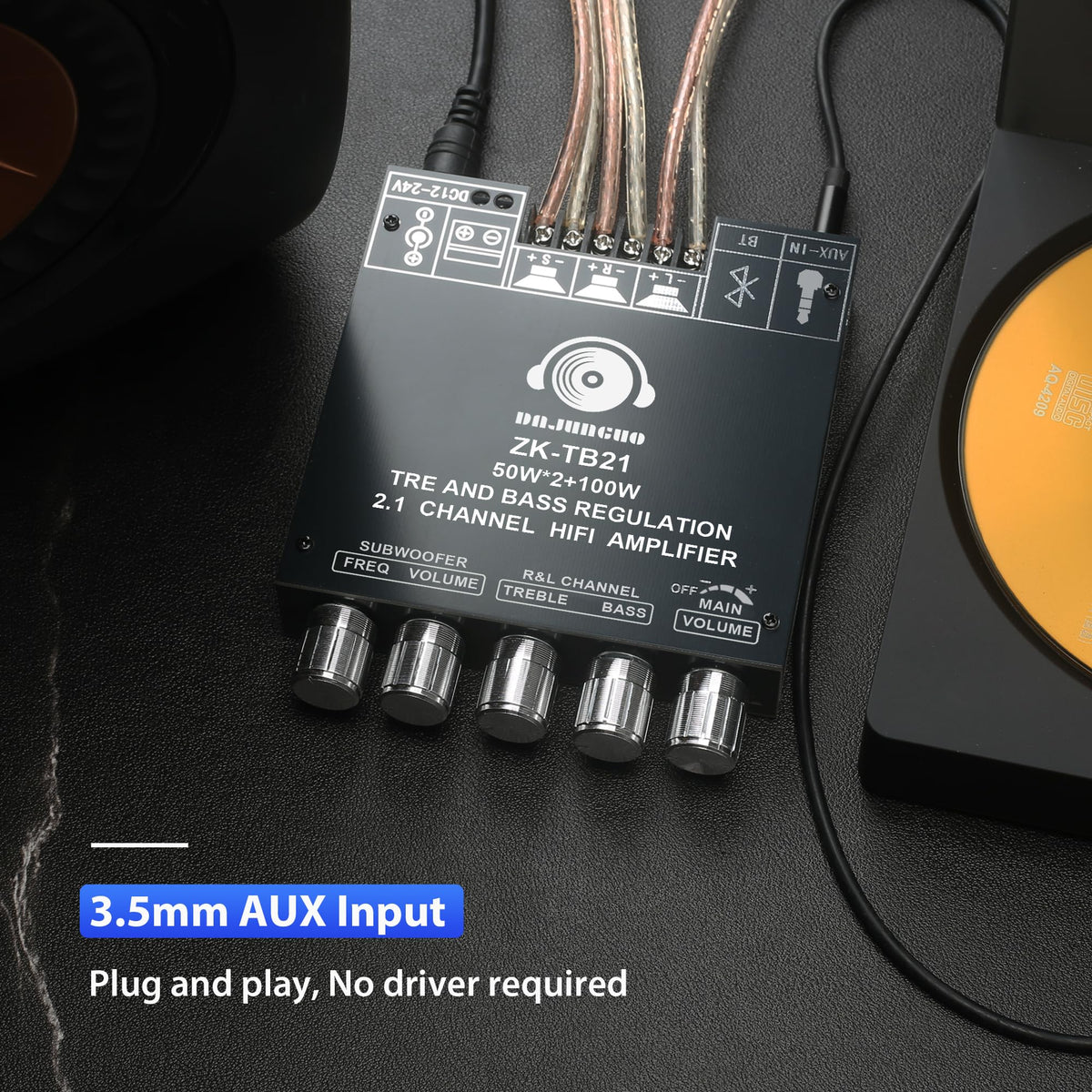 DAMGOO ZK-TB21 DC power connector view for stable operation.