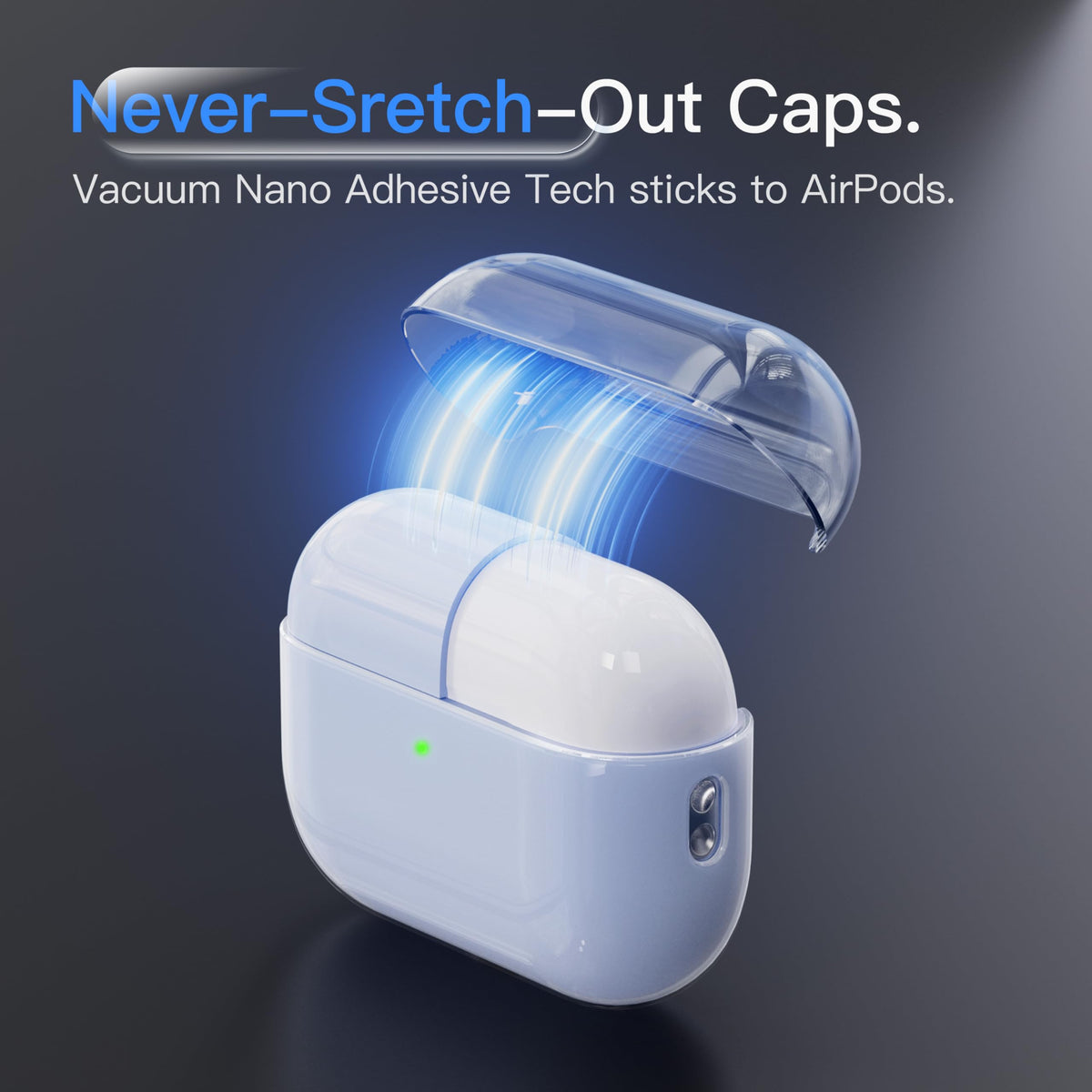 DamonLight AirPods Pro 3 ice blue case, side profile, slim pocket-friendly design.