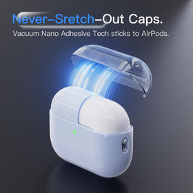 DamonLight AirPods Pro 3 ice blue case, side profile, slim pocket-friendly design.