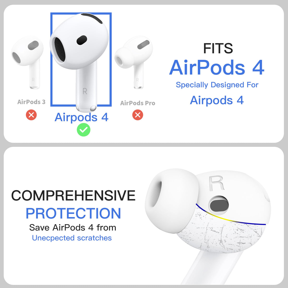 DamonLight AirPods 4 ear tips with storage pouch for portability