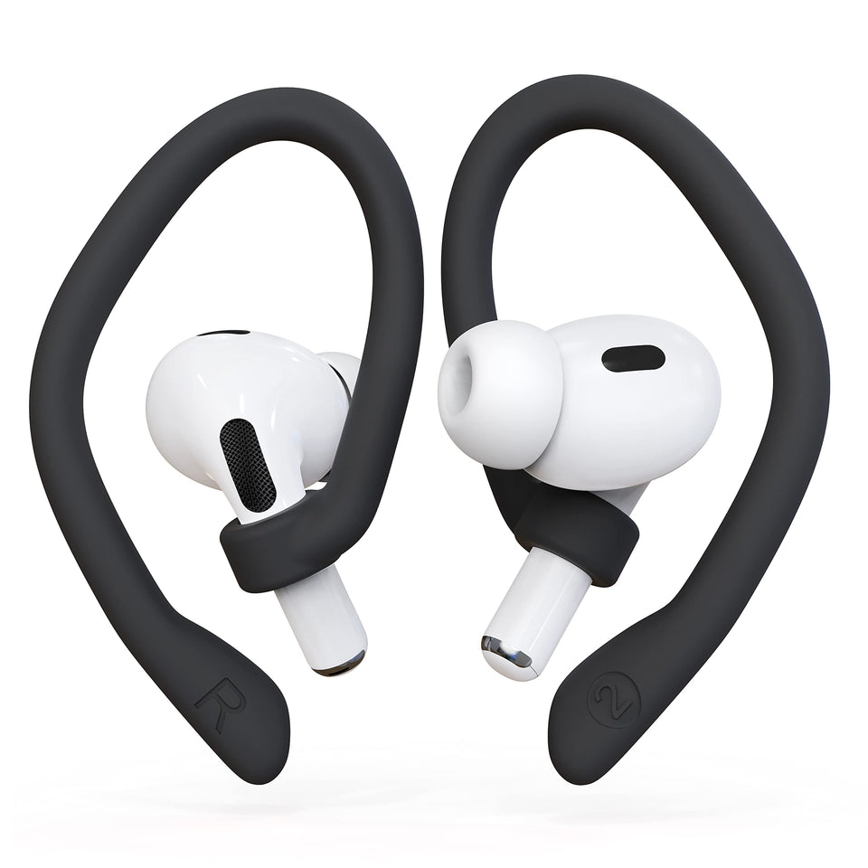 DamonLight ear hooks close-up show secure fit for AirPods Pro 2 and 1.