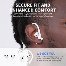 DamonLight premium silicone ear hooks are durable and water-washable