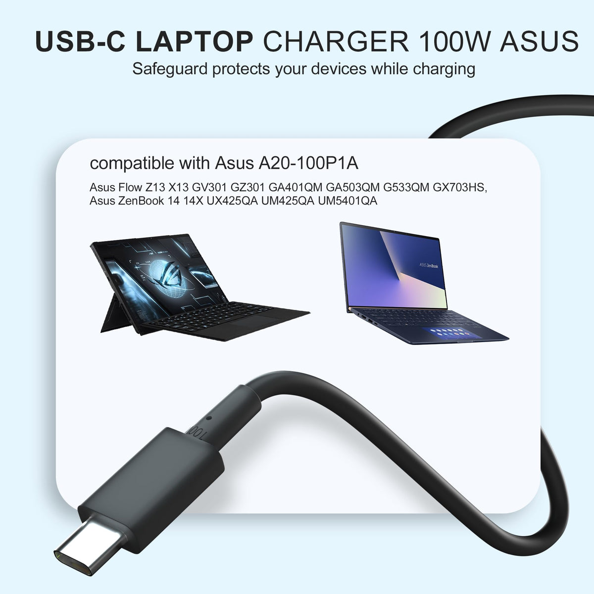 Damusy CE/FCC-certified label on the charger.