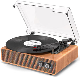 DANFI AUDIO DF front view showcasing light wood finish and vintage design benefit: stylish living space audio