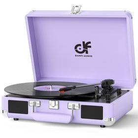 DANFI AUDIO DF front view purple suitcase showing portable playback benefit