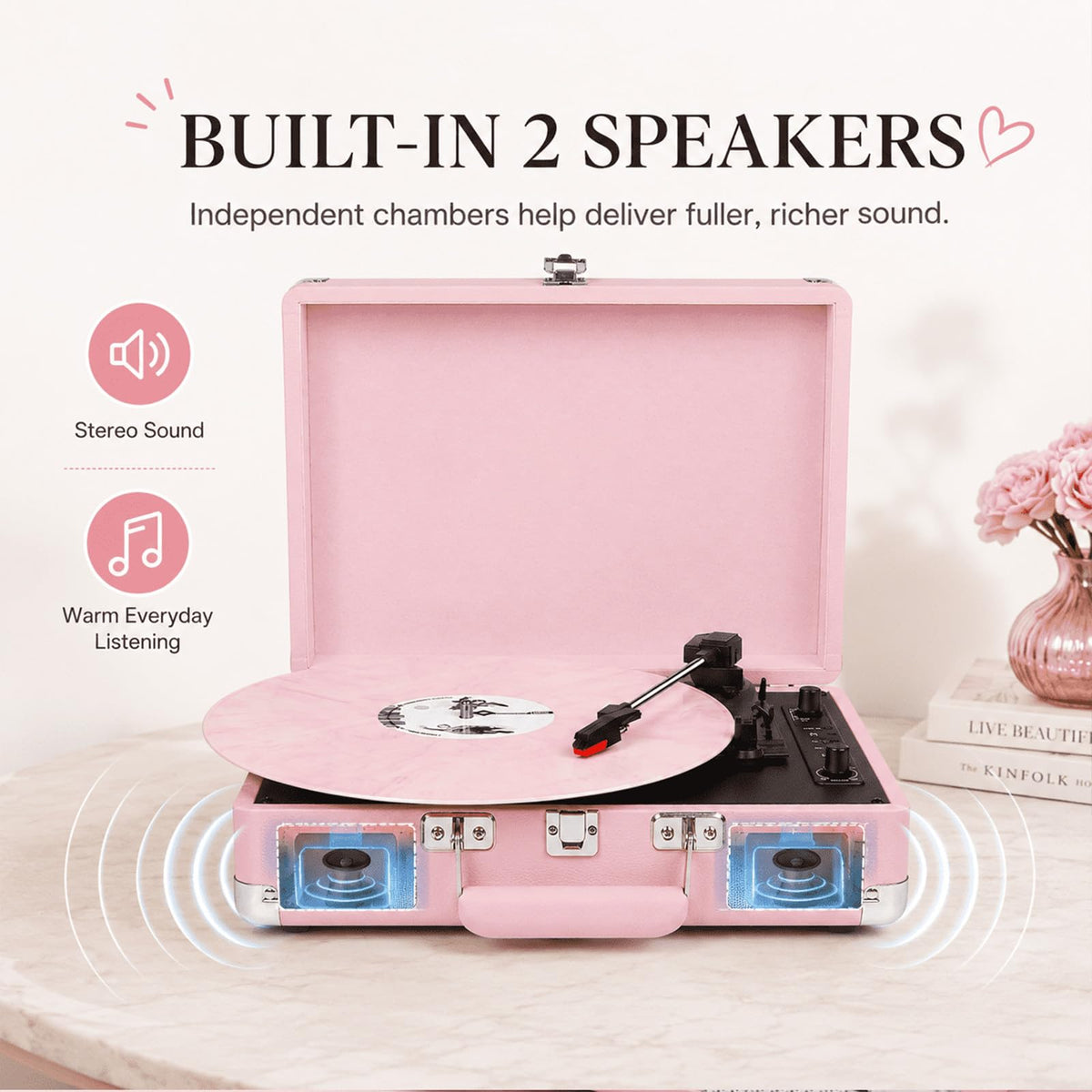 DANFI AUDIO DF pink Bluetooth connection for wireless streaming.
