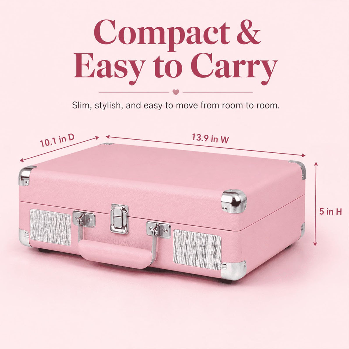 DANFI AUDIO DF pink built-in speakers offer instant, self-contained sound.