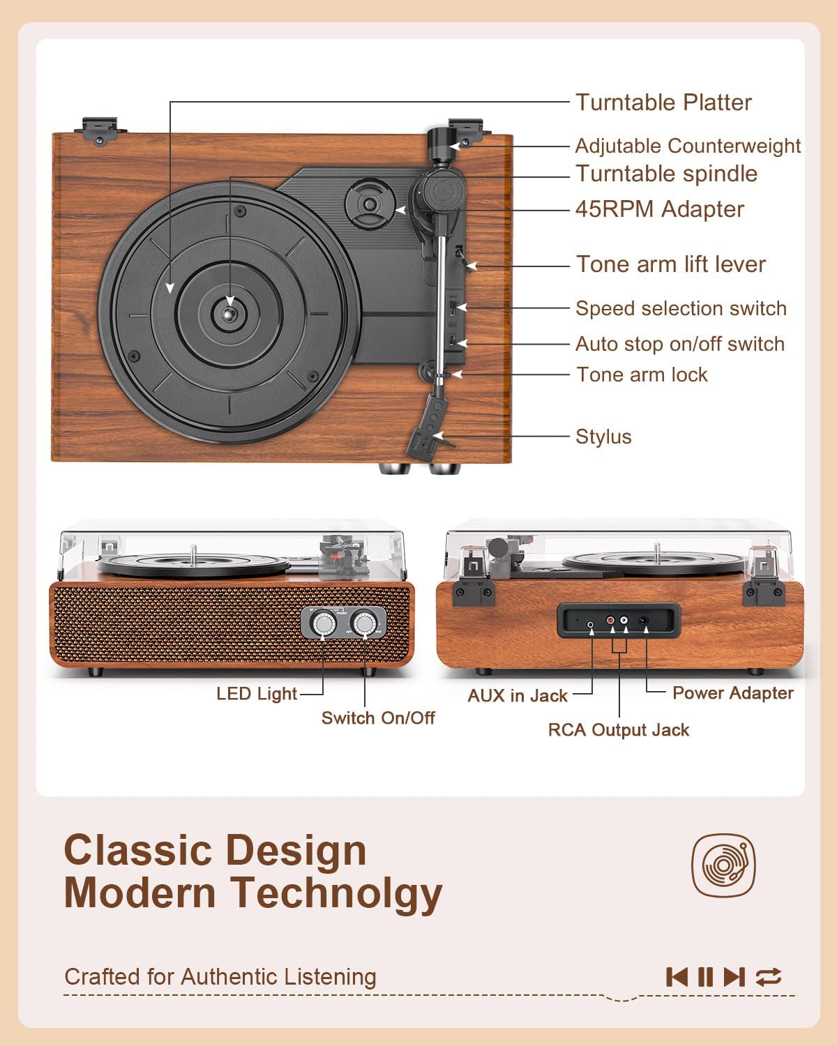 DANFI AUDIO DF platter and stylus close-up demonstrating precise needle placement benefit: cleaner playback