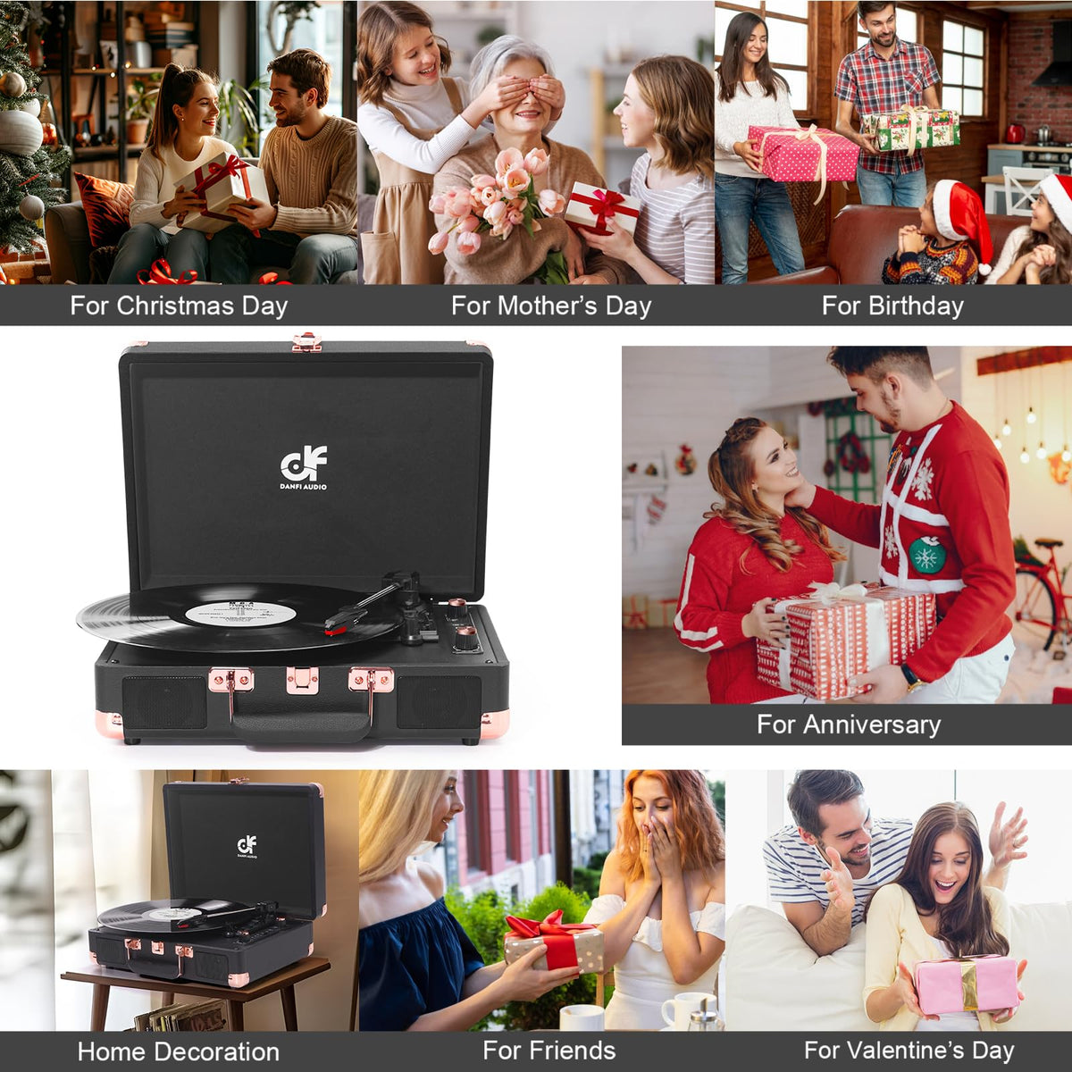 DANFI AUDIO DF portable suitcase turntable highlighting compact travel-friendly design