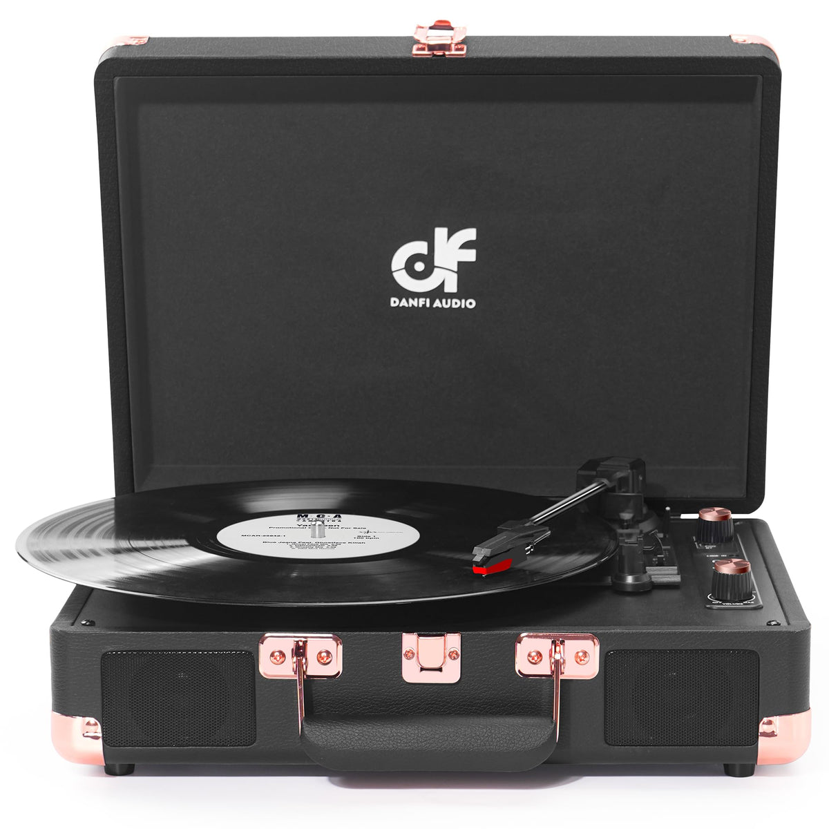 DANFI AUDIO DF record player with built-in speakers for room-filling sound