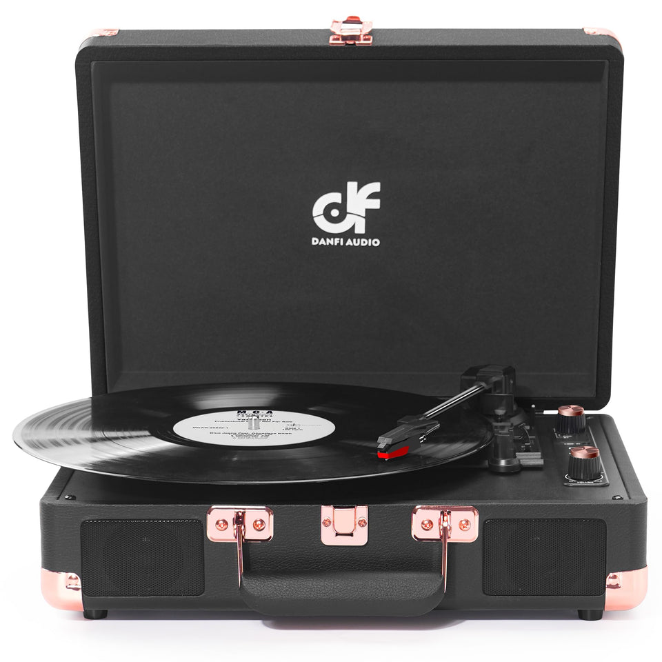 DANFI AUDIO DF record player with built-in speakers for room-filling sound