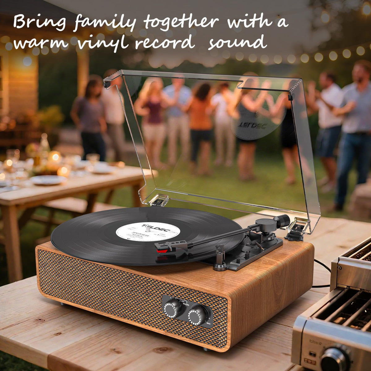 DANFI AUDIO DF next to a hand for scale illustrating compact footprint ideal for apartments