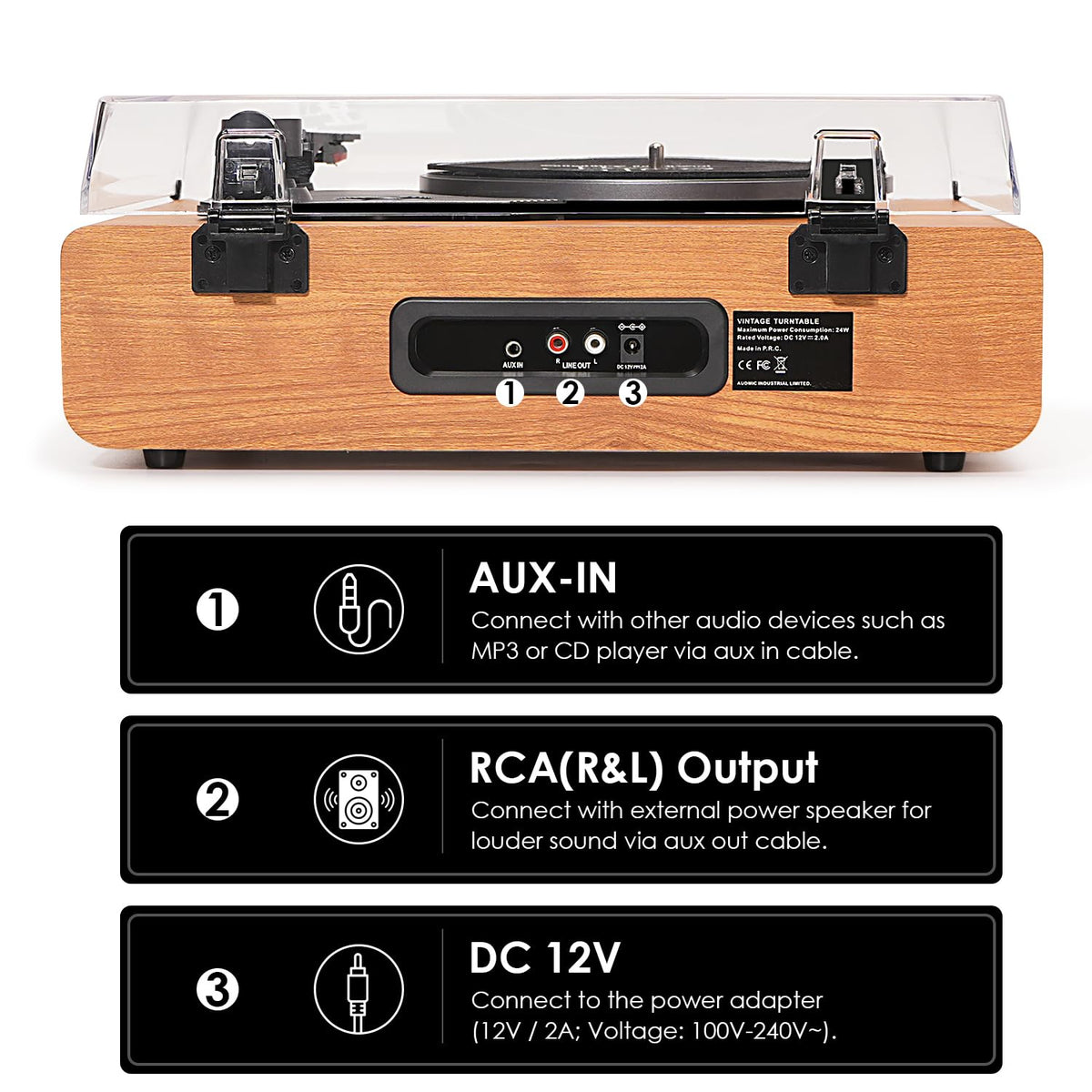 DANFI AUDIO DF tonearm counterweight detail demonstrating adjustable tracking for better playback