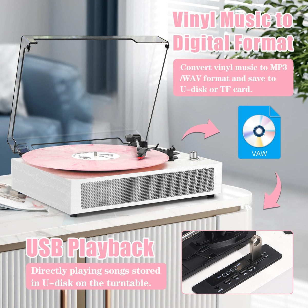 DANFI AUDIO DF 3-speed belt-drive turntable handles 33, 45, and 78 RPM records