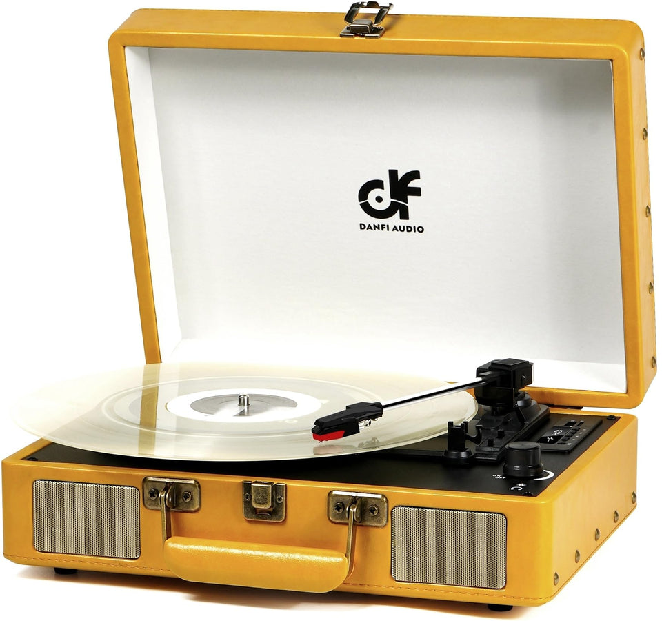DANFI AUDIO DF vintage suitcase design for portable listening with built-in speakers