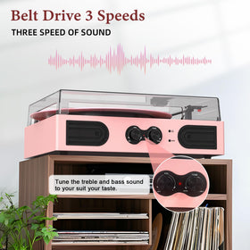 DANFI AUDIO DF pink player with 3.5 mm headphone jack for private listening.