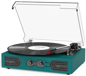 DANFI AUDIO DF vinyl turntable in dark green ideal for compact spaces