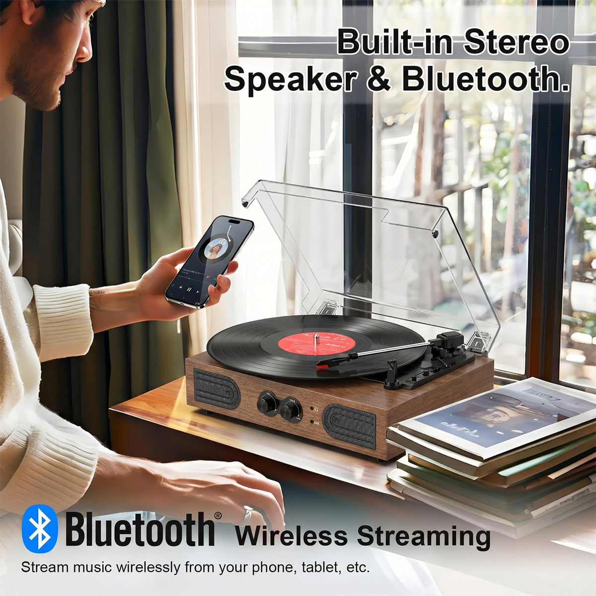 DANFI AUDIO DF warm walnut finish complements home décor