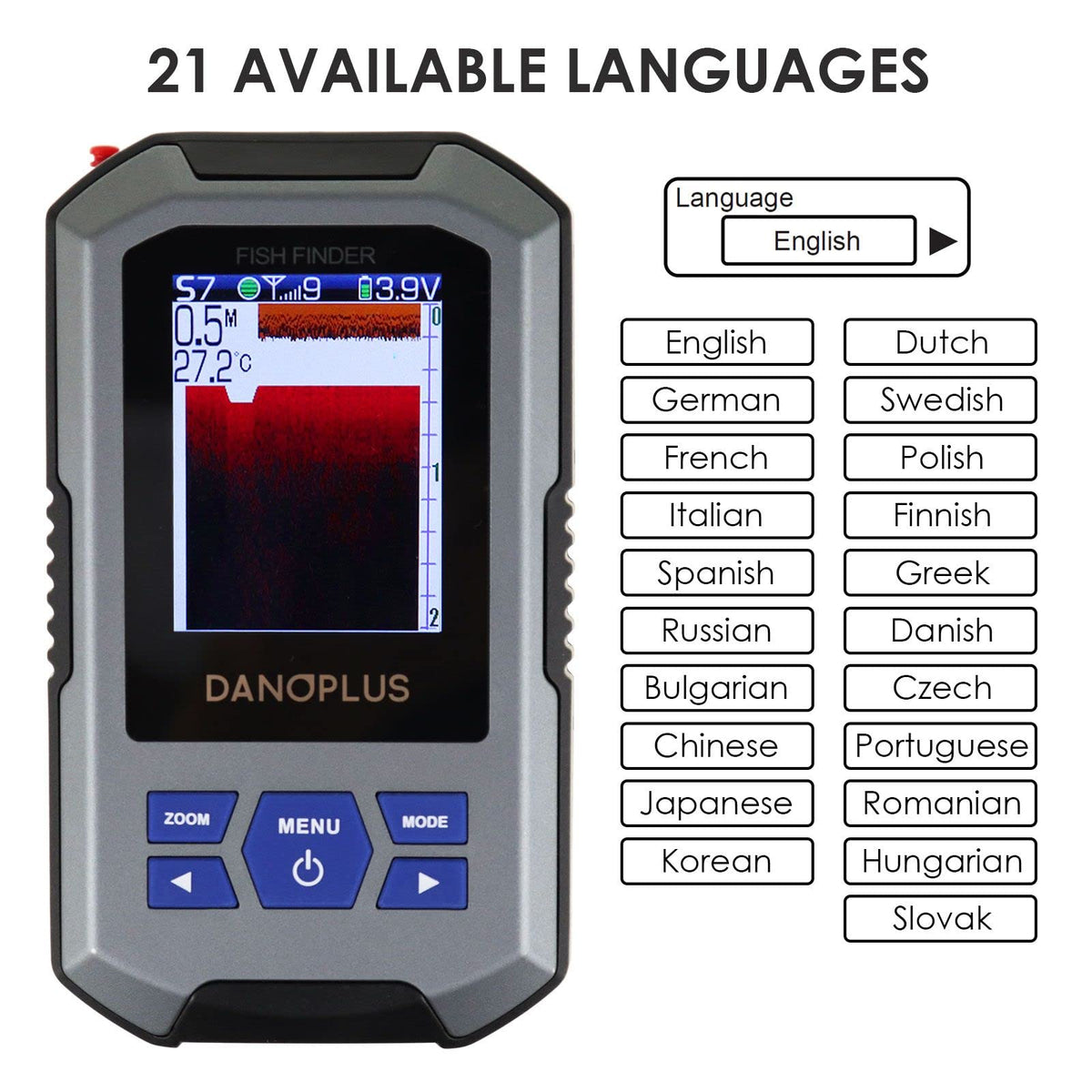 DANOPLUS portable fish finder ideal for kayak and ice fishing.
