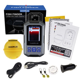 DANOPLUS screen displays water temperature for fishing conditions.