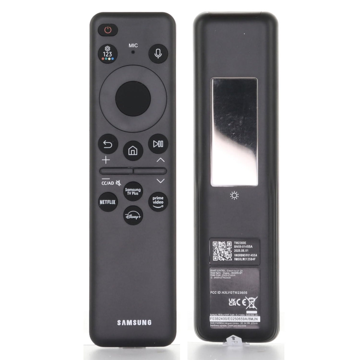Dan's Originals remote front view showing buttons and app keys, improves TV control